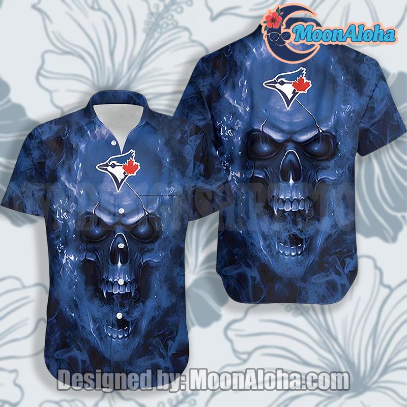 Toronto Blue Jays Skull Angry Blue Aloha Shirt
