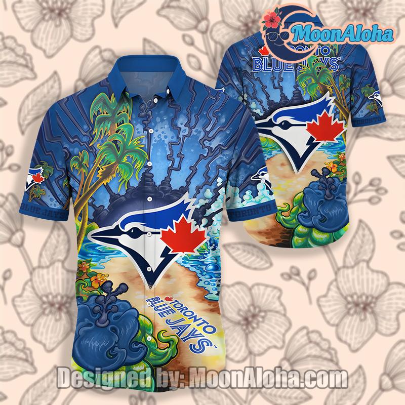Toronto Blue Jays Tropical Coconut Tree Blue Hawaiian Shirt