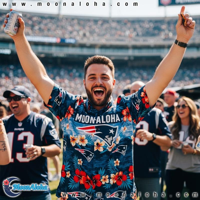 Fans Enjoying MoonAloha New England Patriots Hawaiian Shirt Fans Enjoying MoonAloha New England Patriots Hawaiian Shirt