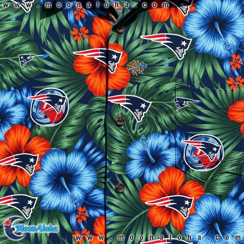 MoonAloha New England Patriots Hawaiian Shirt Design Details MoonAloha New England Patriots Hawaiian Shirt Design Details