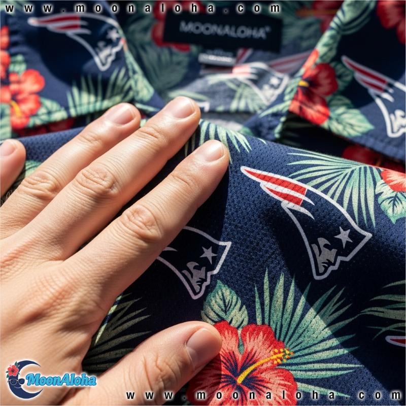 MoonAloha New England Patriots Hawaiian Shirt Fabric and Comfort MoonAloha New England Patriots Hawaiian Shirt Fabric and Comfort