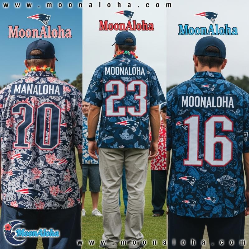 MoonAloha New England Patriots Hawaiian Shirt Versatility MoonAloha New England Patriots Hawaiian Shirt Versatility
