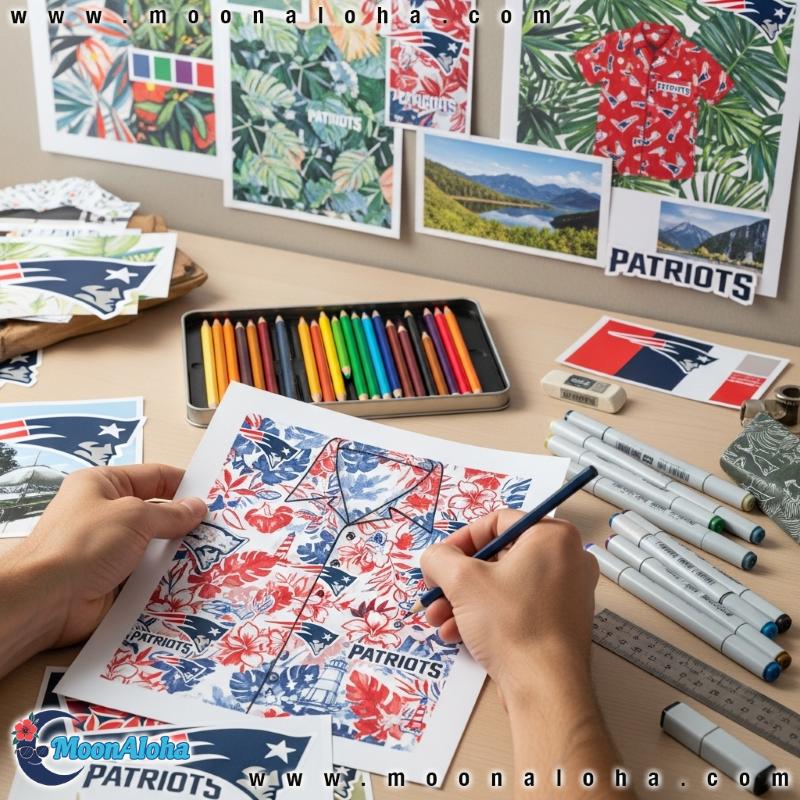 New England Patriots Hawaiian Shirt Concept Sketch by MoonAloha New England Patriots Hawaiian Shirt Concept Sketch by MoonAloha