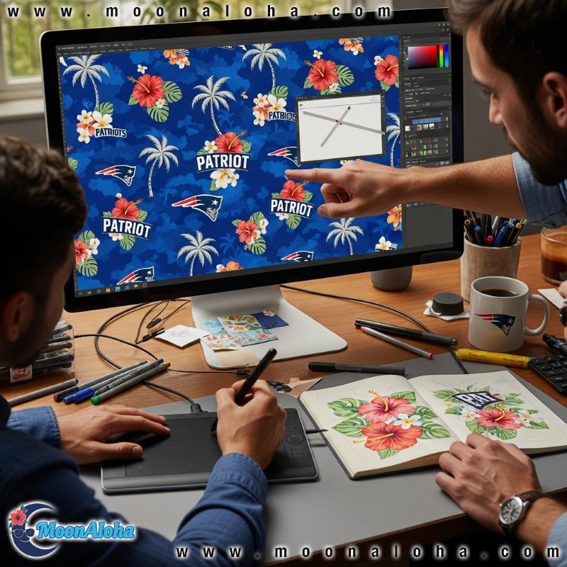 New England Patriots Hawaiian Shirt Pattern and Design Details New England Patriots Hawaiian Shirt Pattern and Design Details