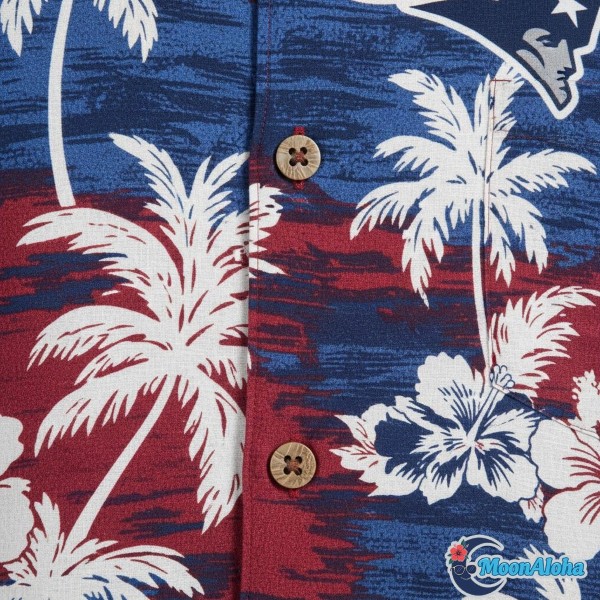 Close Up Patriots Hawaiian Shirt Design Details Close Up Patriots Hawaiian Shirt Design Details