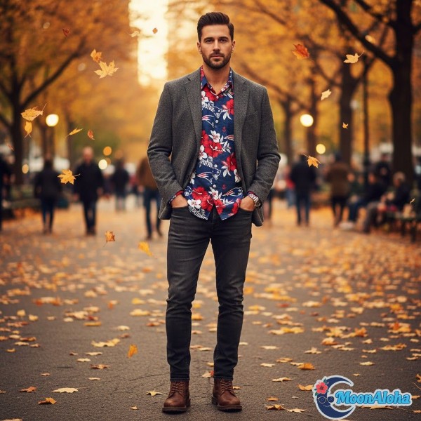 Fall Winter Patriots Hawaiian Shirt Layered Style