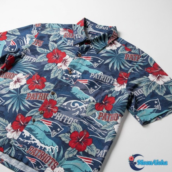 New England Patriots Hawaiian Shirt Design Details Tropical Pattern New England Patriots Hawaiian Shirt Design Details Tropical Pattern