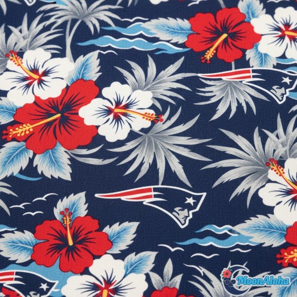 New England Patriots Hawaiian Shirt Pattern Close Up New England Patriots Hawaiian Shirt Pattern Close Up