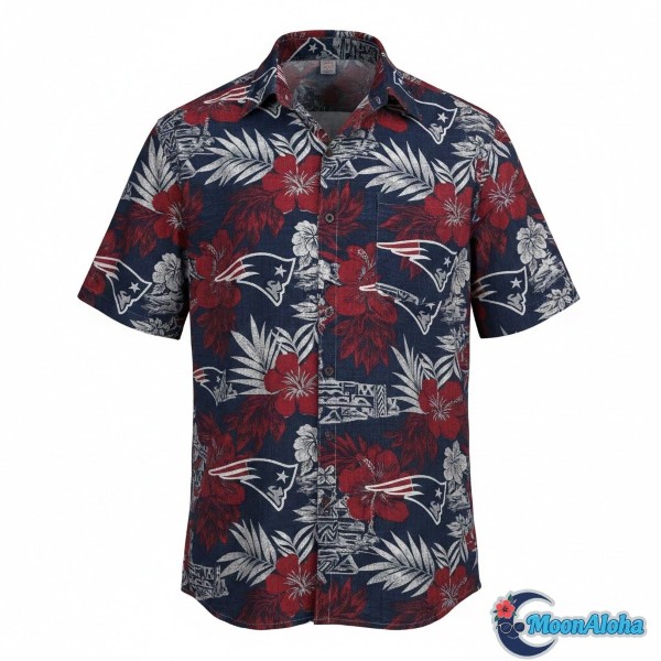 New England Patriots Hawaiian Shirt Tropical Design Fan Apparel New England Patriots Hawaiian Shirt Tropical Design Fan Apparel