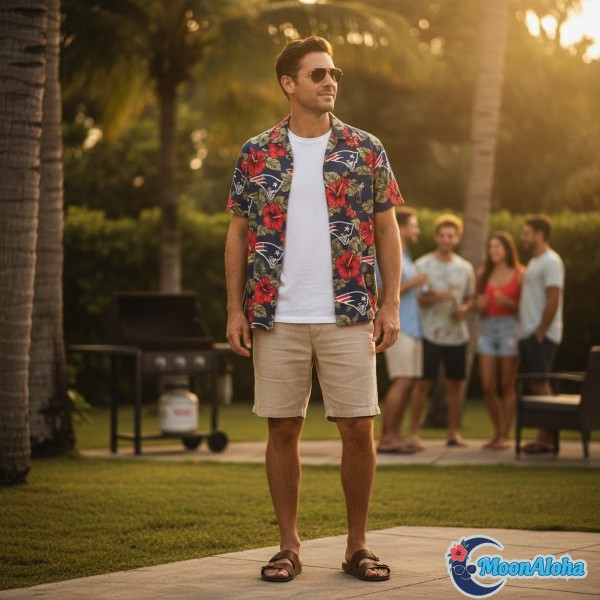 Patriots Hawaiian Shirt Beach Barbecue Summer Outfit Patriots Hawaiian Shirt Beach Barbecue Summer Outfit