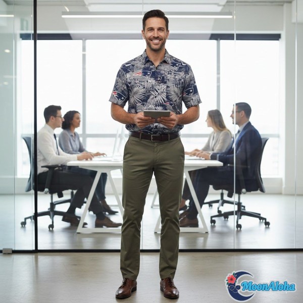 Patriots Hawaiian Shirt Business Casual Office Look Patriots Hawaiian Shirt Business Casual Office Look