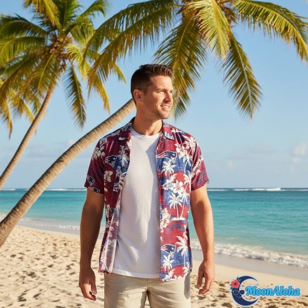 Patriots Hawaiian Shirt Tropical Vacation Beach Scene Patriots Hawaiian Shirt Tropical Vacation Beach Scene