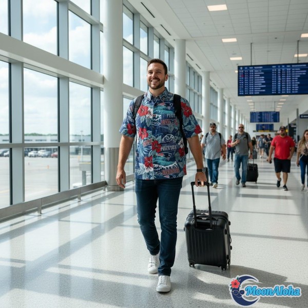 Travel Outfit Patriots Hawaiian Shirt Airport Comfortable Style Travel Outfit Patriots Hawaiian Shirt Airport Comfortable Style